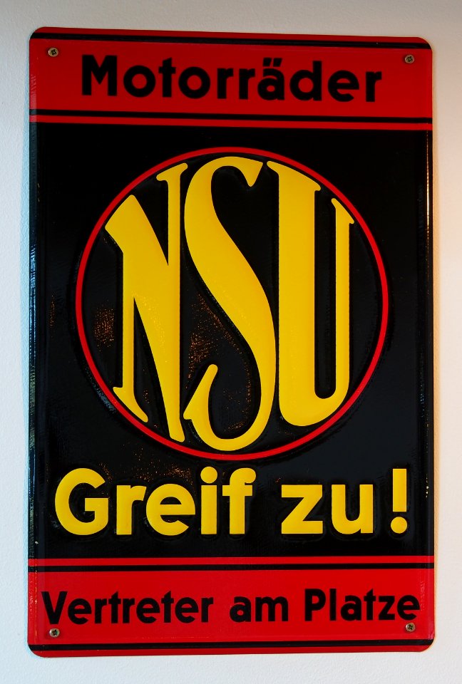 NSU Motorraeder, Enamel advert