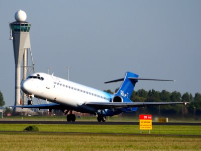 OH-BLJ Blue1 Boeing 717-23S - cn 55065, takeoff from Schiphol (AMS - EHAM), The Netherlands, 16may2014, pic-1 photo