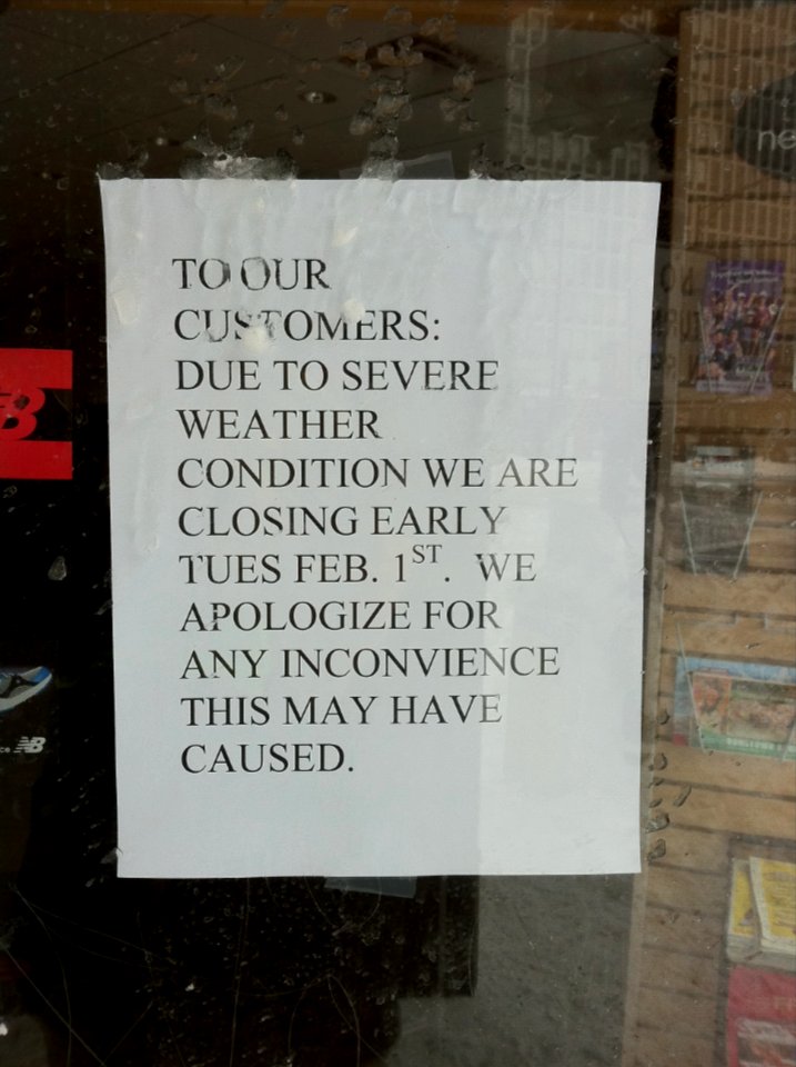 New Balance Store Closed Chicago Feb 2 2011 storm