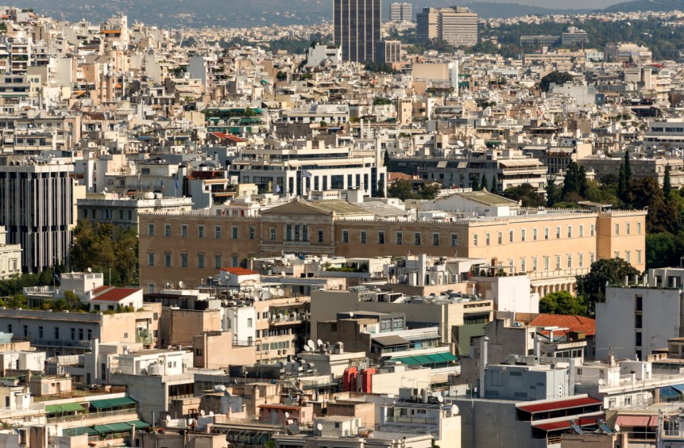 Vouli greek Parliament Athens Greece from Acropolis