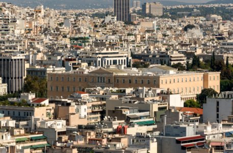 Vouli greek Parliament Athens Greece from Acropolis