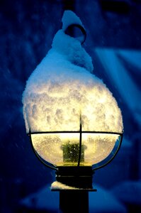 Lamp lantern snowfall photo