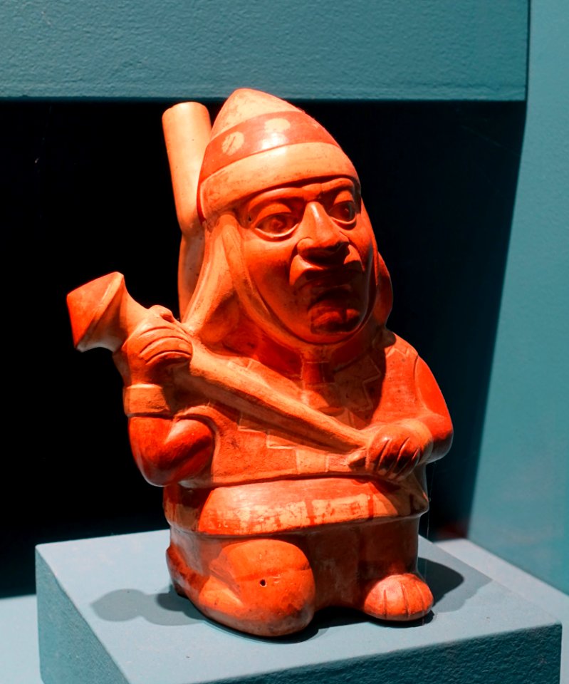Vessel, warrior, Moche style, Peru, 100-800 AD, ceramic - Fowler Museum - University of California, Los Angeles - DSC02394