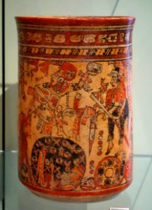 Vessel depicting gods in the court of Xibalba, the underworld, Maya, Late Classic Period, 600-900 AD, ceramic - Royal Ontario Museum - DSC04491