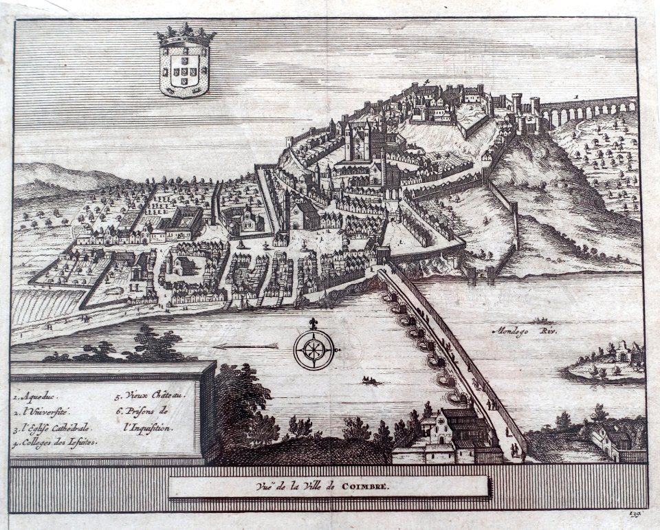 Vue de la Ville de Coimbra, by Pieter Van der Aa, 1730, engraving - Coimbra, Portugal - DSC09601