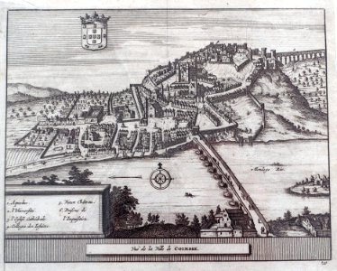 Vue de la Ville de Coimbra, by Pieter Van der Aa, 1730, engraving - Coimbra, Portugal - DSC09601