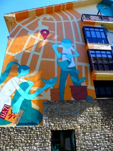 Vitoria - Ramón Bajo Ikastetxea, mural 'Auzoan Hazi Hezi Bizii' 1