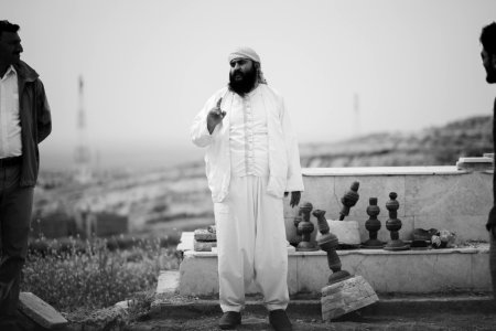 Views in May 2019 at the reconstruction of the Ezidi Shrine of Maawi overlooking Shingal, following the shrine's destruction by the Islamic State 32