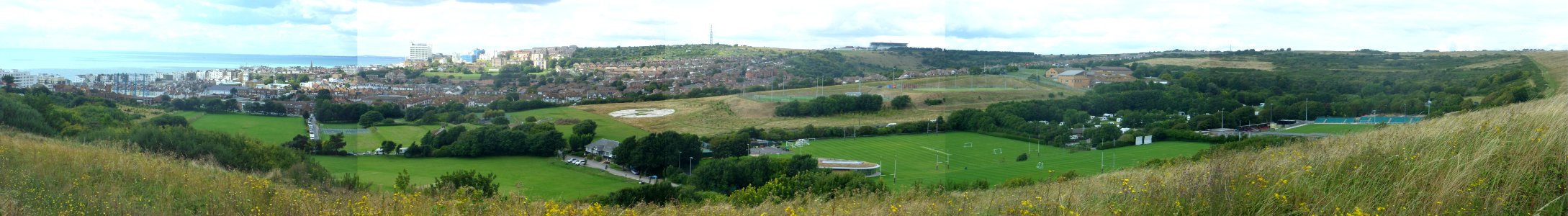 Views of Brighton - Panorama Westwards from Red Hill (above Sheepcote Valley) (August 2014)
