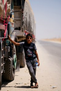 Views of interviews and meetings with Arab truck drivers in summer of 2019 waiting in Sinjar to deliver grain from Anbar and other Arab regions of Iraq 11