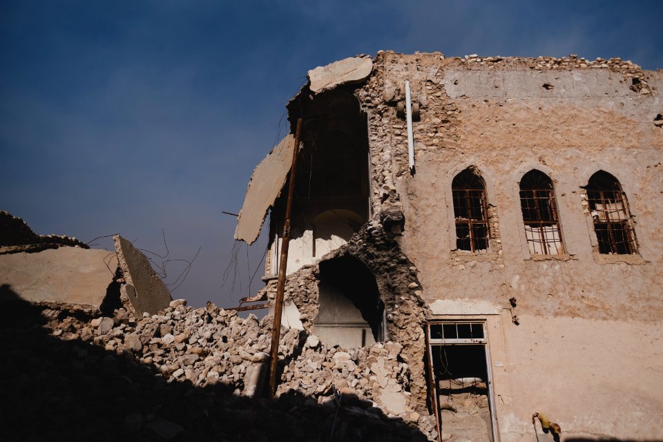 Views of a ruined villa on 28th June 2019 across from the Catholic cathedral in Sinjar 04