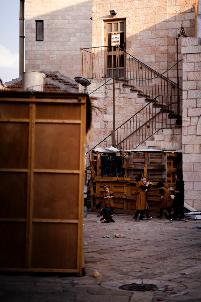 Views of a sukkah in and around Mea Shearim neighborhood in Jerusalem in October 2019 during Sukkot 31
