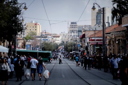Views along Jaffa street in October of 2019 during the Sukkot holiday 04