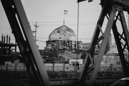 Views of the Aghawat Mosque in the old city of Mosul, from the old bridge over the Tigris in summer of 2019 after the war with the Islamic State 06