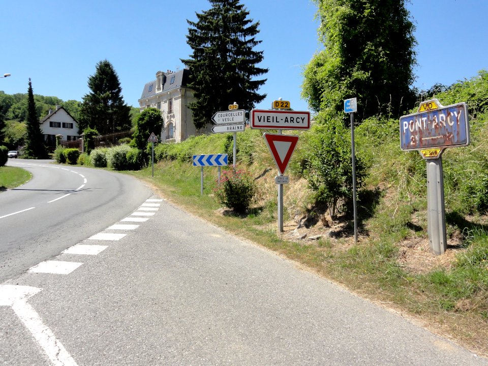 Viel-Arcy (Aisne) city limit sign