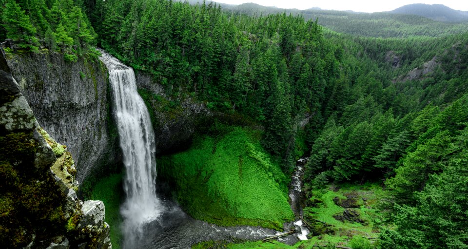 Hill trees water photo