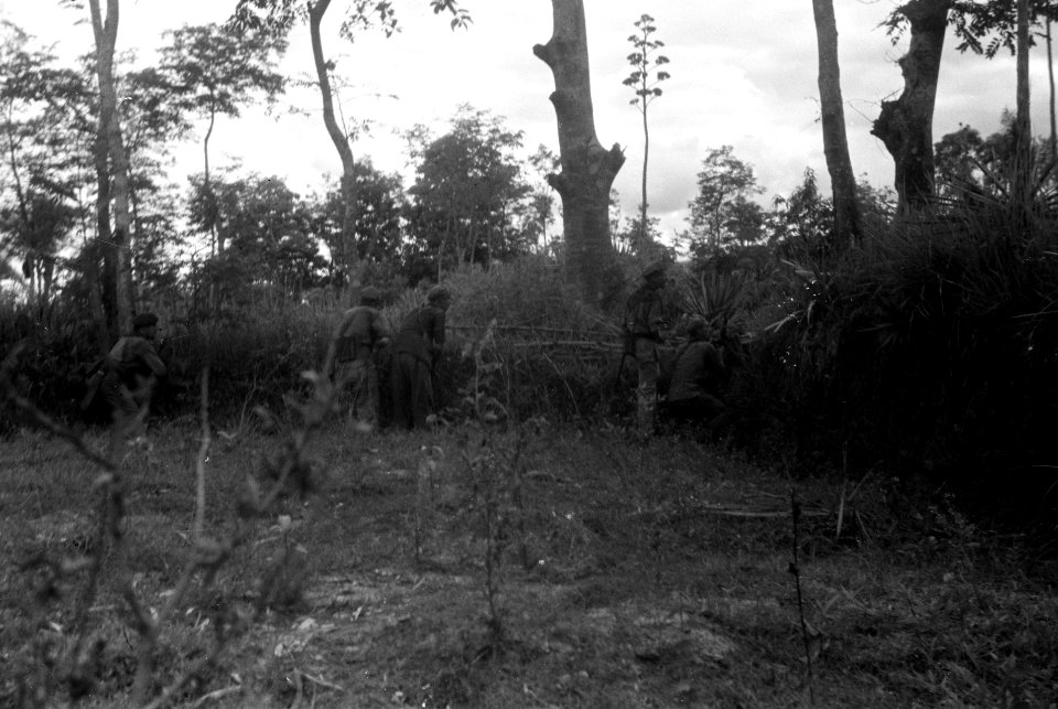 Vier Nederlandse militairen in dekking, Bestanddeelnr 2746