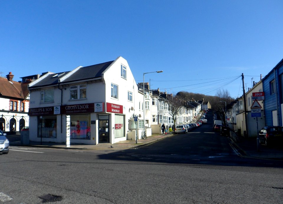 View Eastwards along Newmarket Road from Vogue Gyratory, Brighton (February 2014)