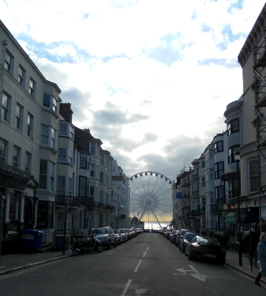 View down Madeira Place towards Brighton Wheel, Brighton (January 2012)