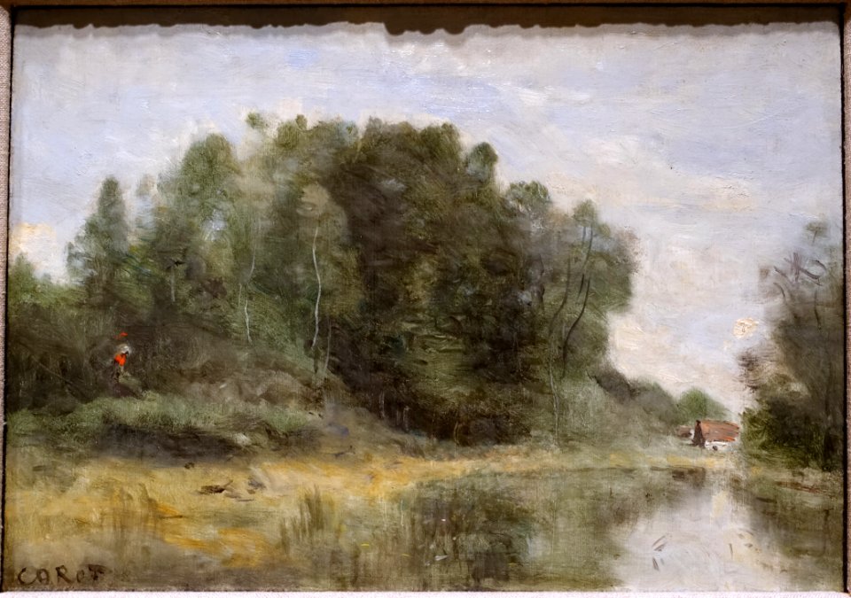 Ville d'Avray - au bord de l'etang, by Jean-Baptiste-Camille Corot, c. 1865, oil on canvas - Blanton Museum of Art - Austin, Texas - DSC08430