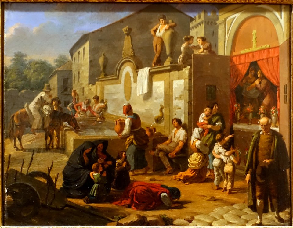 Village scene (Fountain in Guimaraes), by Augusto Roquemont, c. 1842, oil on canvas - Museu Nacional de Soares dos Reis - Porto, Portugal - DSC00665