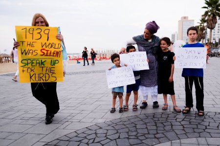 Views of the solidarity protest for Rojava organized by Kurdish Jews on October 15th, 2019 in Tel Aviv, Israel 11