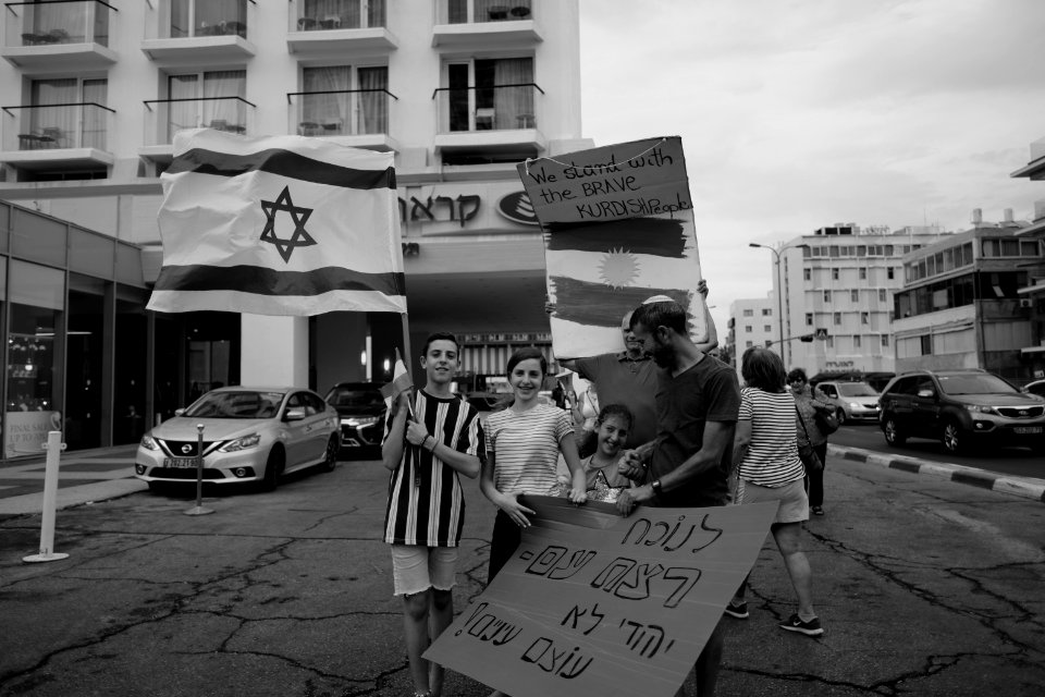 Views of the solidarity protest for Rojava organized by Kurdish Jews on October 15th 2019 in Tel Aviv, Israel 33