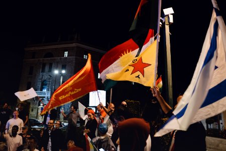 Views of the solidarity protest for Rojava organized by Kurdish Jews on October 12th 2019 in Jerusalem, Israel 11