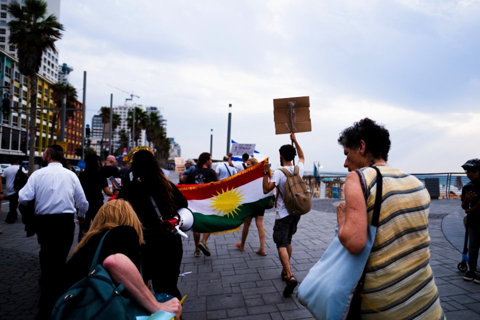 Views of the solidarity protest for Rojava organized by Kurdish Jews on October 15th 2019 in Tel Aviv, Israel 47
