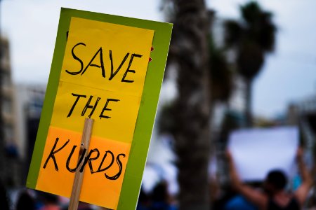 Views of the solidarity protest for Rojava organized by Kurdish Jews on October 15th of 2019 in Tel Aviv, Israel 36