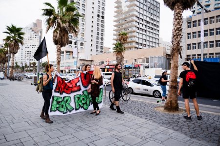 Views of the solidarity protest for Rojava organized by Kurdish Jews on October 15th, 2019 in Tel Aviv, Israel 09