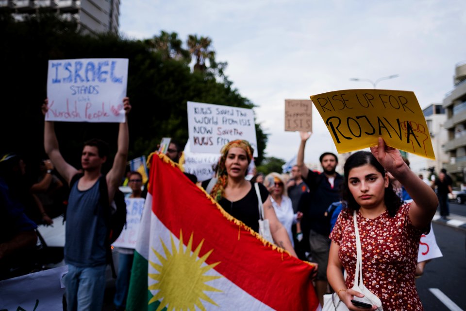 Views of the solidarity protest for Rojava organized by Kurdish Jews on October 15th 2019 in Tel Aviv, Israel 08