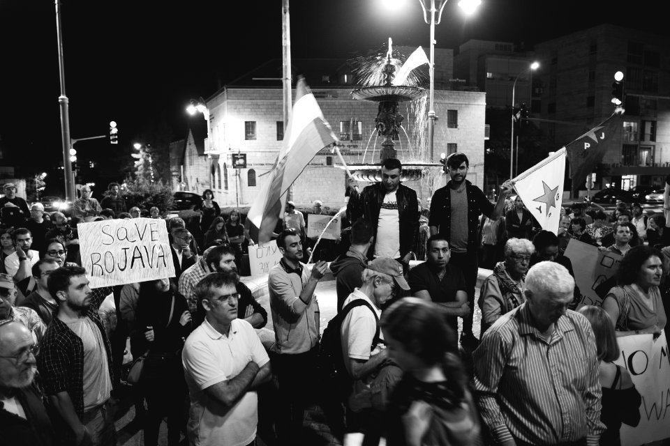 Views of the solidarity protest for Rojava organized by Kurdish Jews on October 12th 2019 in Jerusalem, Israel 02