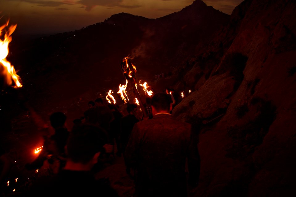 Views of the fire walk for the Newroz festival in Akre in 2018 17