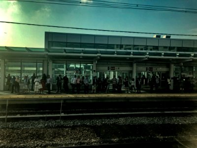 Waiting for Harrison NJ Path Train seen from NJ Transit train