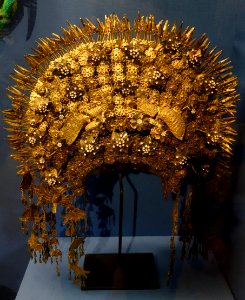 Wedding headdress, Minangkabau peoples, West Sumatra, Indonesia, mid 20th century, silver, brass, glass - Fernbank Museum of Natural History - DSC09942