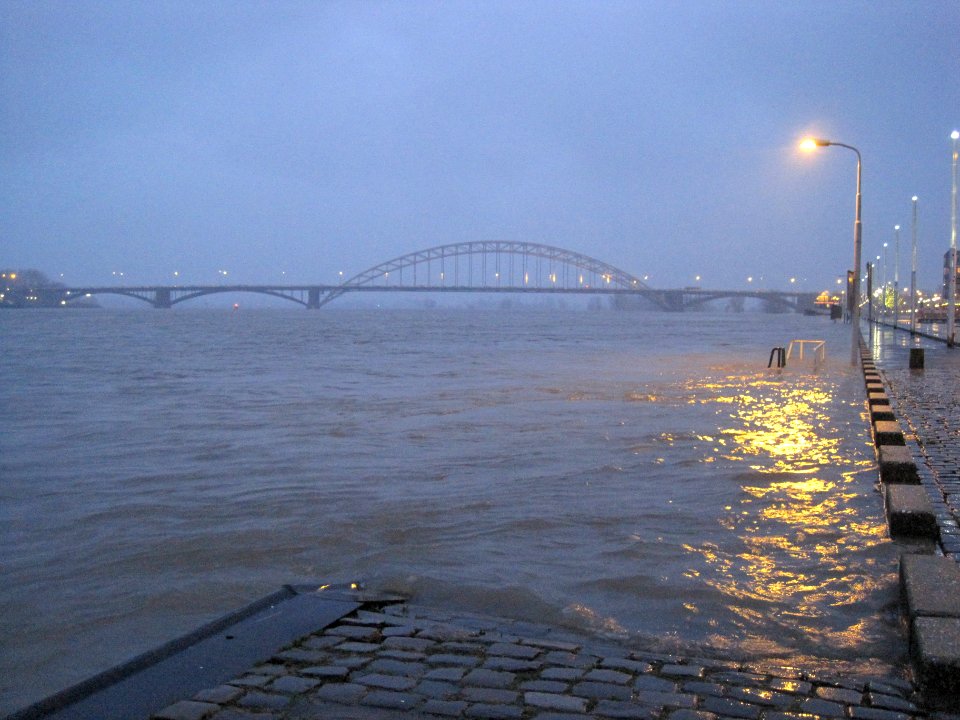 Waal riverside Nijmegen high water