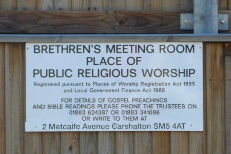 Westhall Road Brethren Meeting Room, Whyteleafe (Information Sign)
