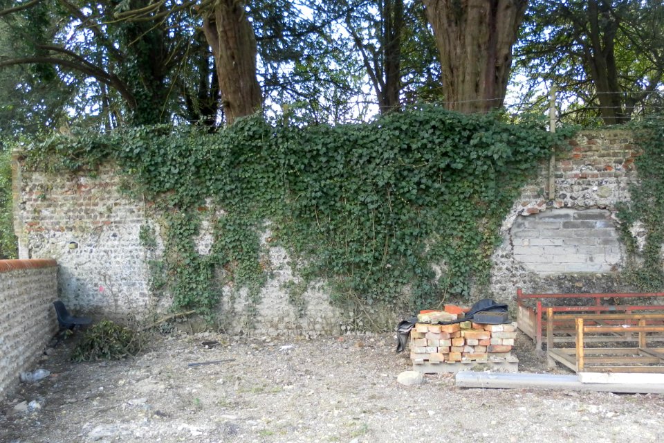 Wall at Stables of Stanmer House, Stanmer (NHLE Code 1380960) (April 2013)