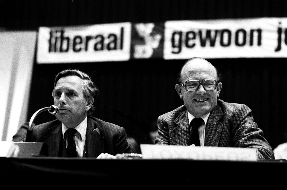 VVD voorzitter Korthals Altes (links) en fraktievoorzitter Rietkerk, Bestanddeelnr 930-2218