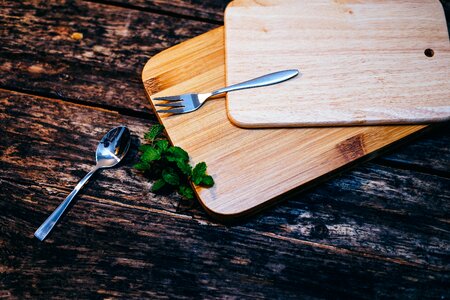 Chopping board spoon photo