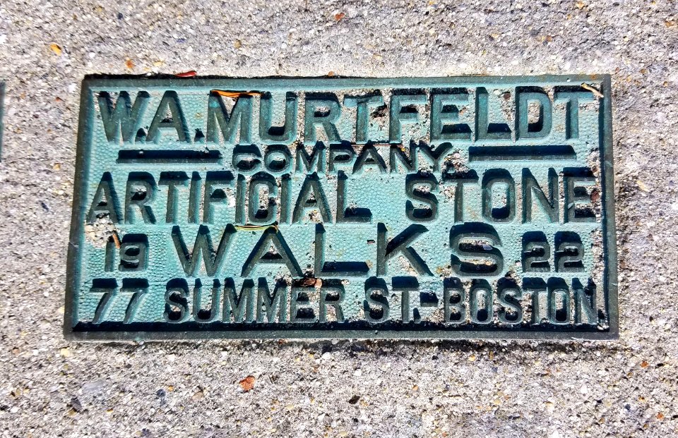 W. A. Murtfeldt Company sidewalk marker, 1922 - Cambridge, MA