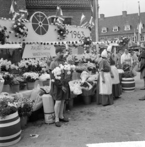 Wageningen 700 jaar stadsrechten Jong en oud loopt in klederdracht door de stad, Bestanddeelnr 915-2555