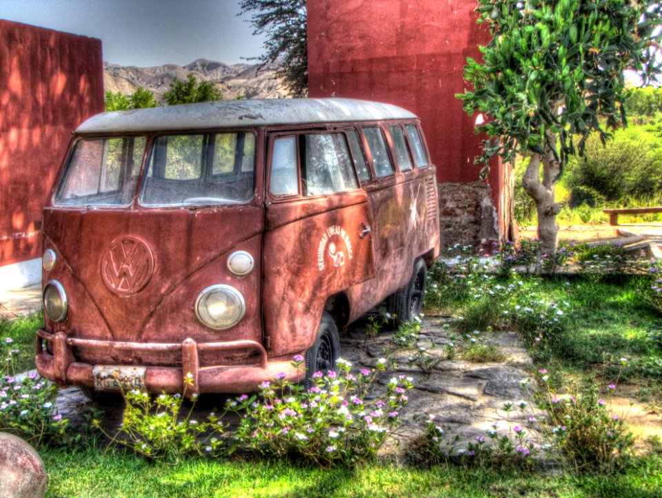 VW-Bus Wreck, Maria-Reiche-Museum near Nazca, Peru