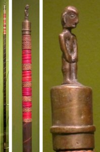 Staff of office from Bontoc, wood, plated fiber & brass, Honolulu Museum of Art