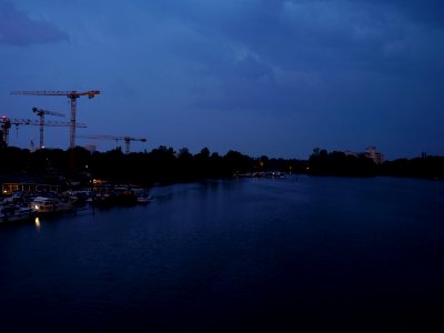 Sunset with rising thunderstorm from Spandauer-See-Brücke 2019-06-11 07