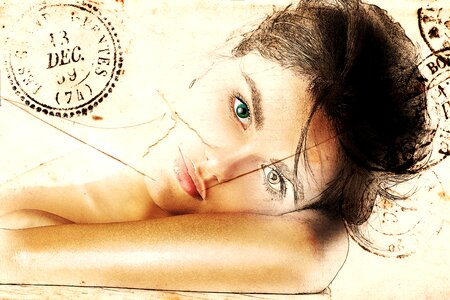 Human woman face collage