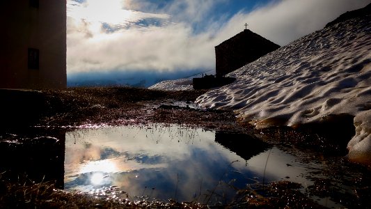 Sunset On Grand Saint Bernard Chapel Mirror (261556269)