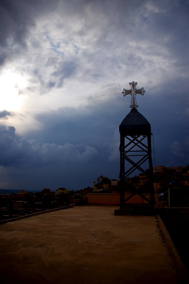 Sunset over a stormy alQosh, the Church of Saint George 08