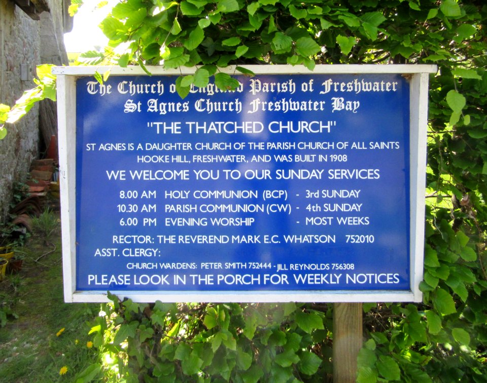 St Agnes' Church, Gate Lane, Freshwater (May 2016) (Signboard)
